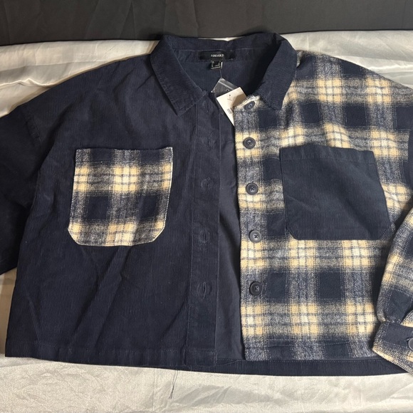 Forever 21 Navy and White Plaid Utility Jacket - Picture 2 of 6